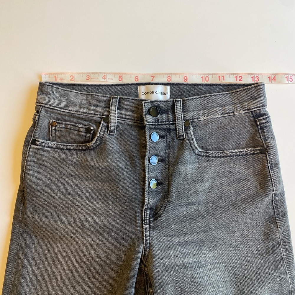 EUC Cotton Citizen XS 25 Gray Denim Jean Shorts Fitted Exposed Button Fly 27x6.5 - Picture 4 of 13